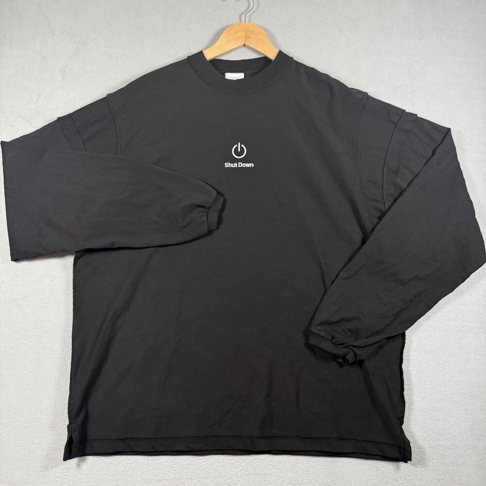 Vetements Shut Down Embroidered Power Button Long Sleeve Tee Black Unisex M
